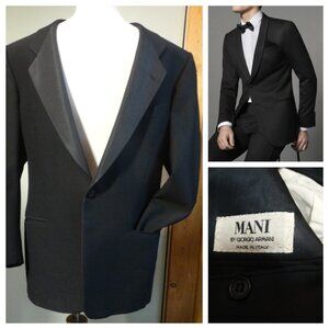 MANI by GIORGIO ARMANI Cocktail Wedding Tuxedo Smoking Jacket Blazer US44 Italy